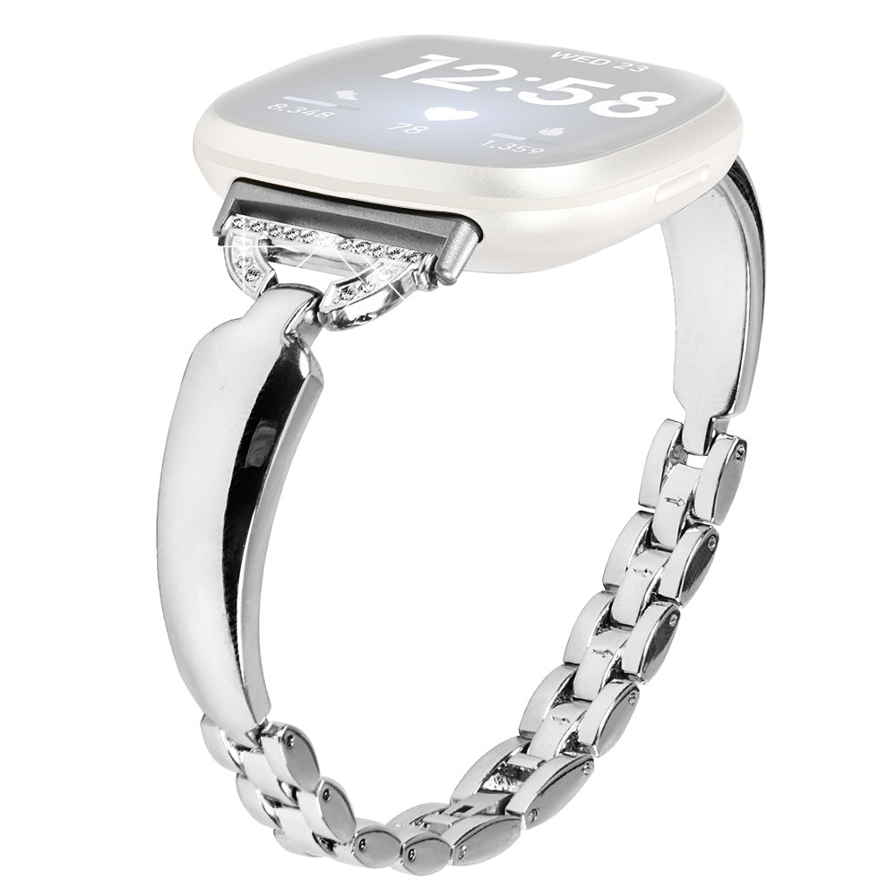 For Fitbit Versa 4 Sense 2 Watch Band D-shaped Rhinestone Decor Dressy Copper Bracelet Strap For Fitbit Versa 4 Sense 2 Watch Band D-shaped Rhinestone Decor Dressy Copper Bracelet Strap